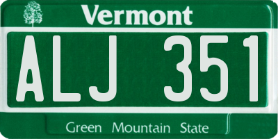 VT license plate ALJ351