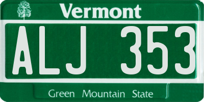VT license plate ALJ353