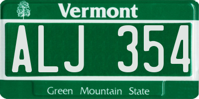 VT license plate ALJ354