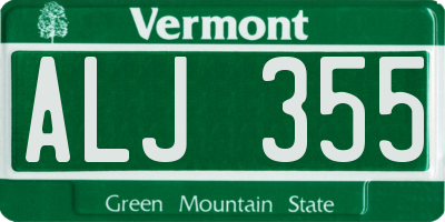 VT license plate ALJ355