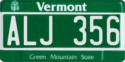 VT license plate ALJ356