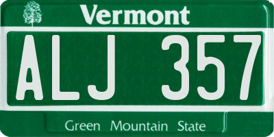 VT license plate ALJ357
