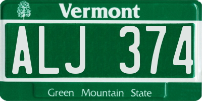 VT license plate ALJ374