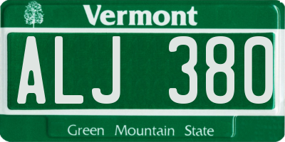 VT license plate ALJ380