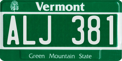 VT license plate ALJ381