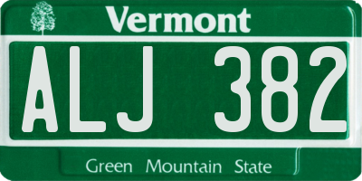 VT license plate ALJ382
