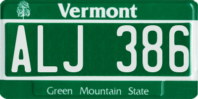 VT license plate ALJ386