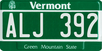 VT license plate ALJ392