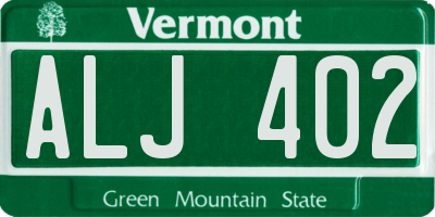 VT license plate ALJ402