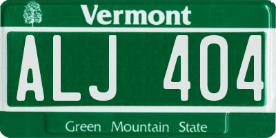 VT license plate ALJ404