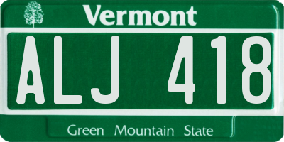 VT license plate ALJ418