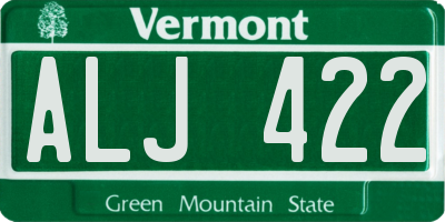VT license plate ALJ422