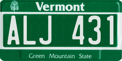 VT license plate ALJ431