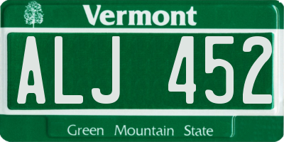 VT license plate ALJ452