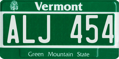 VT license plate ALJ454