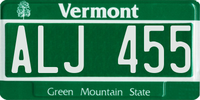 VT license plate ALJ455