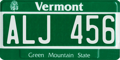 VT license plate ALJ456