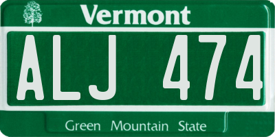 VT license plate ALJ474