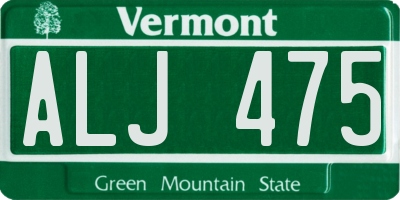 VT license plate ALJ475