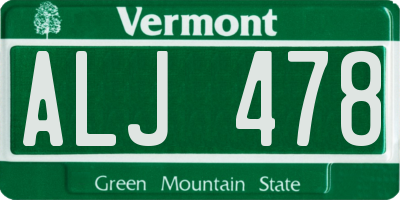 VT license plate ALJ478