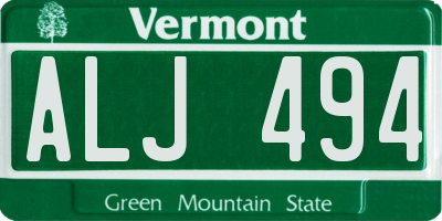 VT license plate ALJ494