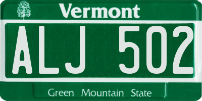 VT license plate ALJ502
