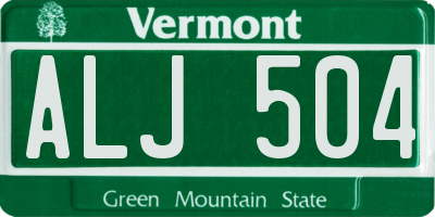 VT license plate ALJ504