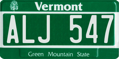 VT license plate ALJ547