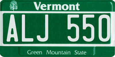VT license plate ALJ550