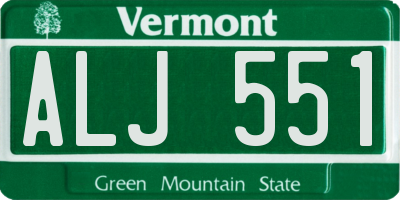 VT license plate ALJ551