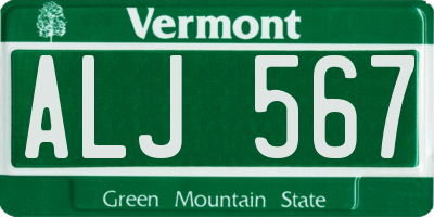 VT license plate ALJ567