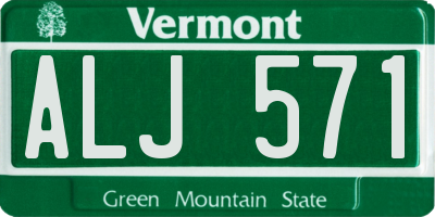 VT license plate ALJ571
