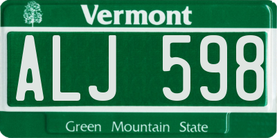 VT license plate ALJ598