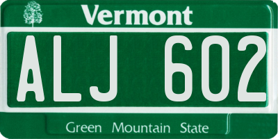 VT license plate ALJ602