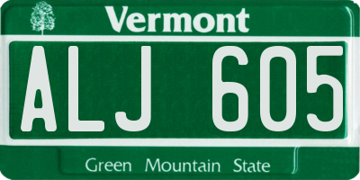 VT license plate ALJ605