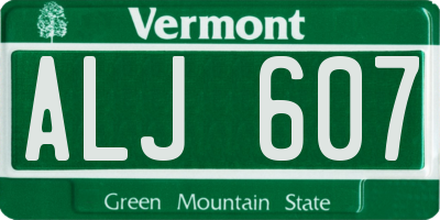 VT license plate ALJ607