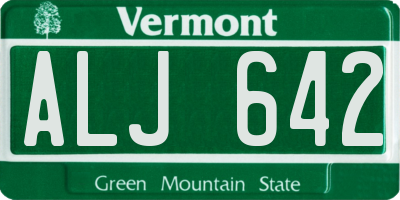 VT license plate ALJ642
