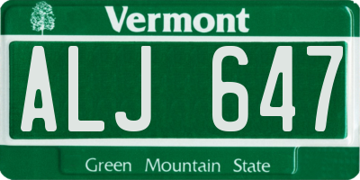 VT license plate ALJ647