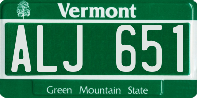 VT license plate ALJ651