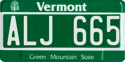 VT license plate ALJ665