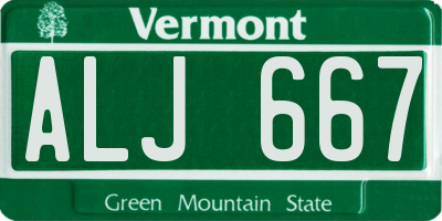 VT license plate ALJ667