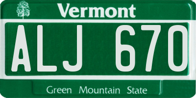 VT license plate ALJ670