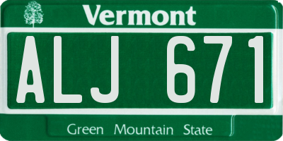 VT license plate ALJ671