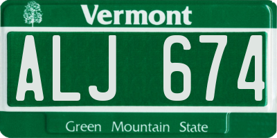 VT license plate ALJ674