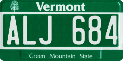 VT license plate ALJ684