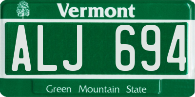 VT license plate ALJ694