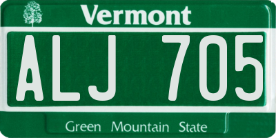 VT license plate ALJ705