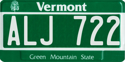 VT license plate ALJ722