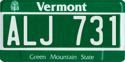 VT license plate ALJ731