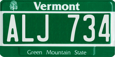VT license plate ALJ734